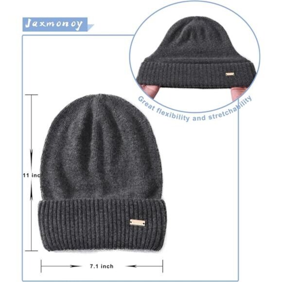 Cashmere Slouchy Beanies for Women Winter Lightweight Girls Wool Knit - Picture 4 of 6